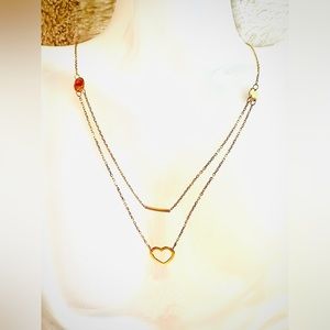 Heart Layered Necklace.  💛 Real 18 Karat(18k) Solid Gold Jewelry Chain